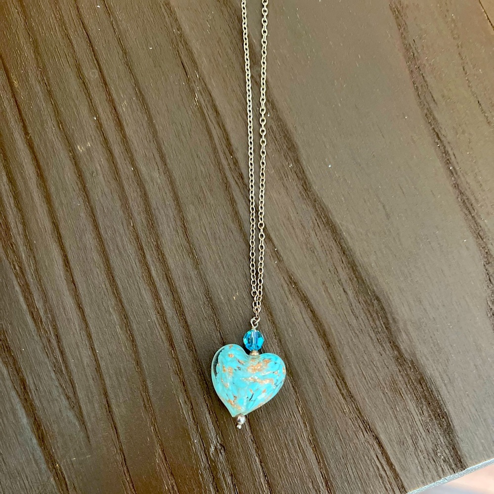 Silver necklace with glass heart